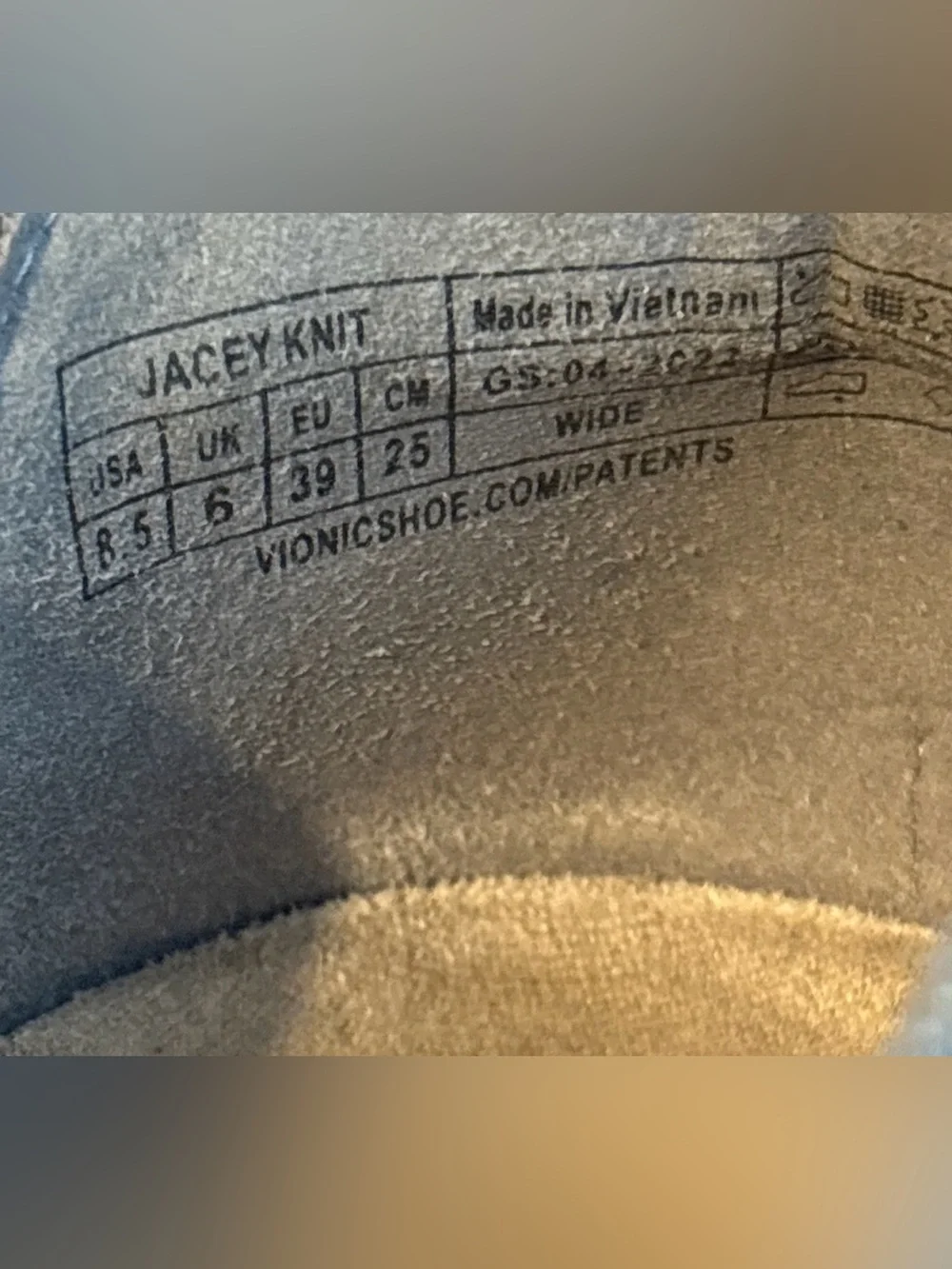 Vionic Jacey Grey Knit Wedge Slip On Shoes Orthotic Comfort Women’s Sz 8.5 Wide